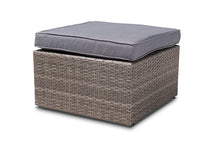 Load image into Gallery viewer, Baxton Studio Pamela Modern and Contemporary Grey Polyester Upholstered and Brown Finished 4-Piece Woven Rattan Outdoor Patio Set