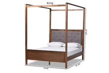 Load image into Gallery viewer, Baxton Studio Natasha Modern and Contemporary Grey Fabric Upholstered and Walnut Brown Finished Wood Queen Size Platform Canopy Bed
