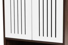 Load image into Gallery viewer, Baxton Studio Meike Mid-Century Modern Two-Tone Walnut Brown and White Finished Wood 2-Door Shoe Cabinet
