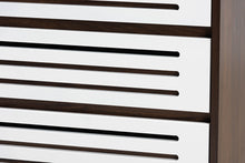 Load image into Gallery viewer, Baxton Studio Meike Mid-Century Modern Two-Tone Walnut Brown and White Finished Wood 3-Drawer Nightstand