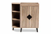Load image into Gallery viewer, Baxton Studio Wales Modern and Contemporary Rustic Oak Finished Wood 2-Door Shoe Storage Cabinet with Open Shelves