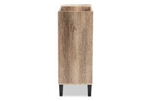 Load image into Gallery viewer, Baxton Studio Wales Modern and Contemporary Rustic Oak Finished Wood 2-Door Shoe Storage Cabinet with Open Shelves
