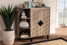 Load image into Gallery viewer, Baxton Studio Wales Modern and Contemporary Rustic Oak Finished Wood 2-Door Shoe Storage Cabinet with Open Shelves