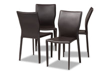Load image into Gallery viewer, Baxton Studio Heidi Modern and Contemporary Dark Brown Faux Leather Upholstered 4-Piece Dining Chair Set