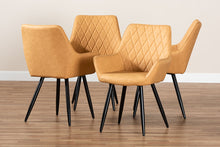 Load image into Gallery viewer, Baxton Studio Astrid Mid-Century Contemporary Tan Faux Leather Upholstered and Black Metal 4-Piece Dining Chair Set