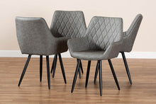 Load image into Gallery viewer, Baxton Studio Astrid Mid-Century Contemporary Grey Faux Leather Upholstered and Black Metal 4-Piece Dining Chair Set