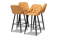 Load image into Gallery viewer, Baxton Studio Catherine Modern and Contemporary Tan Faux Leather Upholstered and Black Metal 4-Piece Bar Stool Set