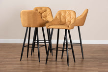 Load image into Gallery viewer, Baxton Studio Catherine Modern and Contemporary Tan Faux Leather Upholstered and Black Metal 4-Piece Bar Stool Set