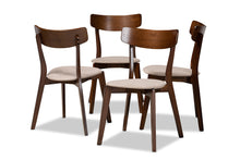 Load image into Gallery viewer, Baxton Studio Iora Mid-Century Modern Transitional Light Beige Fabric Upholstered and Walnut Brown Finished Wood 4-Piece Dining Chair Set