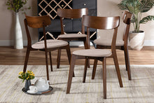 Load image into Gallery viewer, Baxton Studio Iora Mid-Century Modern Transitional Light Beige Fabric Upholstered and Walnut Brown Finished Wood 4-Piece Dining Chair Set