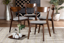 Load image into Gallery viewer, Baxton Studio Iora Mid-Century Modern Transitional Light Grey Fabric Upholstered and Walnut Brown Finished Wood 4-Piece Dining Chair Set