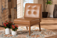 Load image into Gallery viewer, Baxton Studio Arvid Mid-Century Modern Tan Faux Leather Upholstered and Walnut Brown Finished Wood Dining Chair