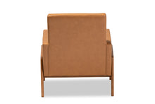 Load image into Gallery viewer, Baxton Studio Perris Mid-Century Modern Tan Faux Leather Upholstered and Walnut Brown Finished Wood Lounge Chair
