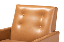 Load image into Gallery viewer, Baxton Studio Perris Mid-Century Modern Tan Faux Leather Upholstered and Walnut Brown Finished Wood Lounge Chair