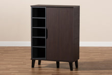 Load image into Gallery viewer, Baxton Studio Idina Mid-Century Modern Two-Tone Dark Brown and Grey Finished Wood 1-Door Shoe Cabinet