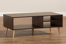 Load image into Gallery viewer, Baxton Studio Landen Mid-Century Modern Walnut Brown and Gold Finished Wood Coffee Table