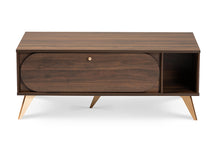 Load image into Gallery viewer, Baxton Studio Edel Mid-Century Modern Walnut Brown and Gold Finished Wood Coffee Table