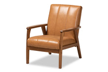 Load image into Gallery viewer, Baxton Studio Nikko Mid-century Modern Tan Faux Leather Upholstered and Walnut Brown finished Wood Lounge Chair