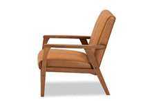 Load image into Gallery viewer, Baxton Studio Nikko Mid-century Modern Tan Faux Leather Upholstered and Walnut Brown finished Wood Lounge Chair