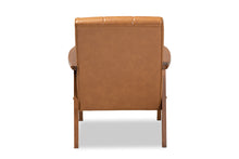 Load image into Gallery viewer, Baxton Studio Nikko Mid-century Modern Tan Faux Leather Upholstered and Walnut Brown finished Wood Lounge Chair