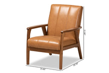 Load image into Gallery viewer, Baxton Studio Nikko Mid-century Modern Tan Faux Leather Upholstered and Walnut Brown finished Wood Lounge Chair