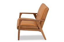 Load image into Gallery viewer, Baxton Studio Nikko Mid-century Modern Tan Faux Leather Upholstered and Walnut Brown finished Wood Loveseat