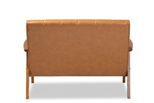 Load image into Gallery viewer, Baxton Studio Nikko Mid-century Modern Tan Faux Leather Upholstered and Walnut Brown finished Wood Loveseat