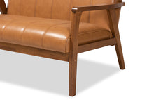 Load image into Gallery viewer, Baxton Studio Nikko Mid-century Modern Tan Faux Leather Upholstered and Walnut Brown finished Wood Loveseat