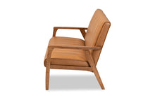 Load image into Gallery viewer, Baxton Studio Nikko Mid-century Modern Tan Faux Leather Upholstered and Walnut Brown finished Wood Sofa