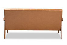 Load image into Gallery viewer, Baxton Studio Nikko Mid-century Modern Tan Faux Leather Upholstered and Walnut Brown finished Wood Sofa