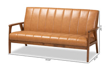 Load image into Gallery viewer, Baxton Studio Nikko Mid-century Modern Tan Faux Leather Upholstered and Walnut Brown finished Wood Sofa