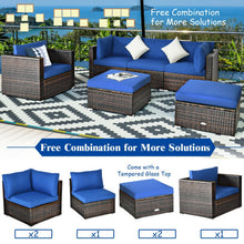 Load image into Gallery viewer, 6 Pcs Patio Rattan Furniture Set with Sectional Cushion-Blue