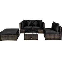 Load image into Gallery viewer, 5 Pcs Outdoor Patio Rattan Furniture Set Sectional Conversation with Cushions-Black
