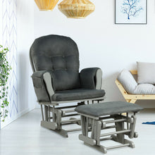 Load image into Gallery viewer, Wood Glider and Ottoman Set with Padded Armrests and Detachable Cushion-Dark Gray