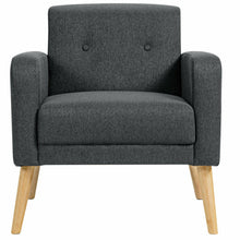 Load image into Gallery viewer, Modern Accent Chair Upholstered Linen Armchair with Rubber Wood Legs-Gray