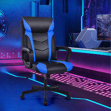 Load image into Gallery viewer, Swivel PU Leather Office Gaming Chair with Padded Armrest-Blue