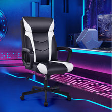 Load image into Gallery viewer, Swivel PU Leather Office Gaming Chair with Padded Armrest-White