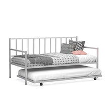 Load image into Gallery viewer, Twin Metal Daybed Sofa Bed Set with Roll Out Trundle-Silver