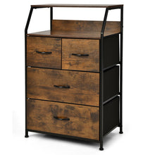Load image into Gallery viewer, 4-Drawer Dresser with Wooden Top for Bedroom-Rustic Brown