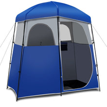 Load image into Gallery viewer, Double-Room Camping Toilet Tent with Floor and Portable Storage Bag-Blue