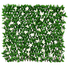 Load image into Gallery viewer, 4 Pieces Expandable Faux Ivy Privacy Screen Fence Panel Pack with Flower-White