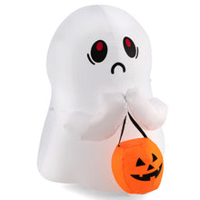 Load image into Gallery viewer, 4 Feet Halloween Inflatable Ghost Holding Pumpkin Decor with LED Lights