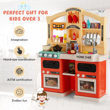 Load image into Gallery viewer, 69 Pieces Kitchen Playset Toys with Realistic Lights and Sounds-Orange