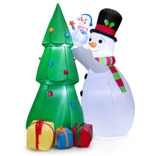 Load image into Gallery viewer, 6 Feet Tall Inflatable Christmas Snowman and Tree Decoration Set with LED Lights