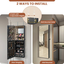 Load image into Gallery viewer, Wall Mounted Jewelry Cabinet with 3-Color Lights-Black
