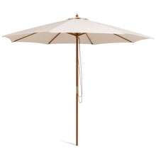 Load image into Gallery viewer, 10 Feet Patio Umbrella with 8 Wooden Ribs and 3 Adjustable Heights-Beige