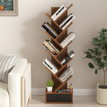 Load image into Gallery viewer, 10-Tier Tree Bookshelf with Drawer and Anti-Tipping Kit-Brown