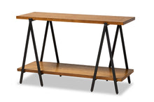 Load image into Gallery viewer, Baxton Studio Britton Rustic Industrial Walnut Finished Wood and Black Finished Metal Console Table