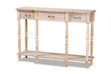 Load image into Gallery viewer, Baxton Studio Hallan Classic and Traditional French Provincial Rustic Whitewashed Oak Brown Finished Wood 3-Drawer Console Table