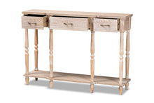 Load image into Gallery viewer, Baxton Studio Hallan Classic and Traditional French Provincial Rustic Whitewashed Oak Brown Finished Wood 3-Drawer Console Table